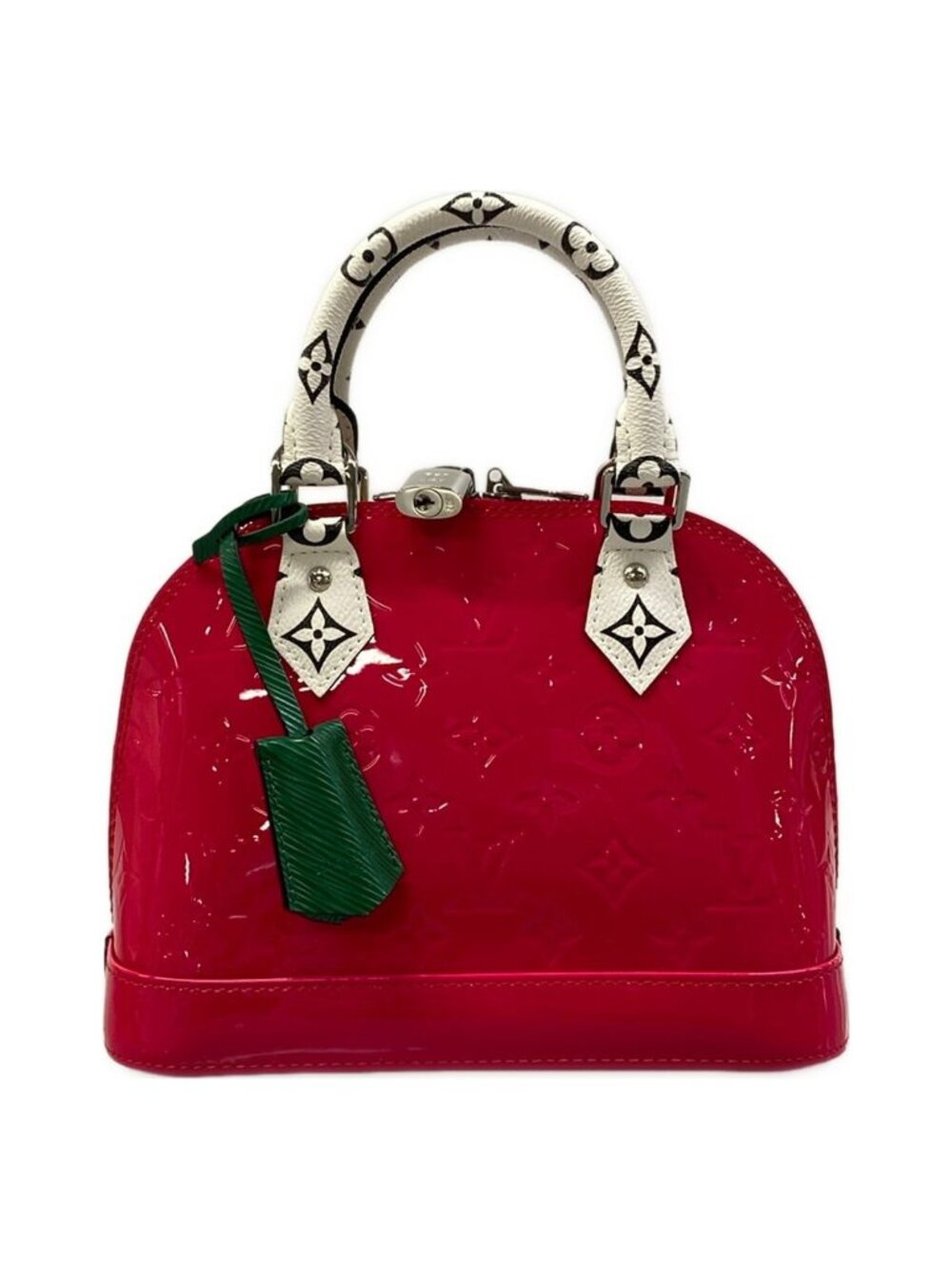 Louis Vuitton Handbag Monogram Vernis Alma BB Pink White Black Leather